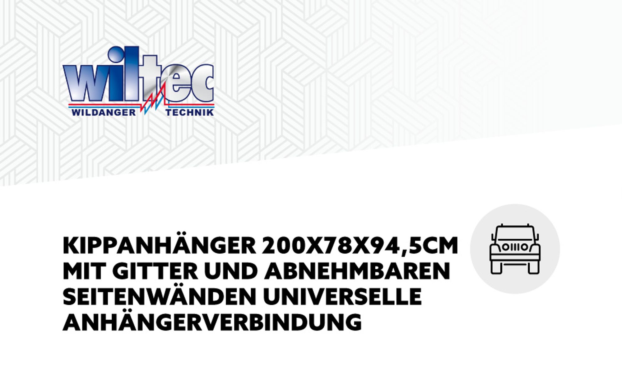Wiltec Kippanhänger 200 x 78 x 94,5 cm bis 300 kg, Anhänger Kipper für Rasentraktor mit Gitter u. abnehmbaren Seitenwänden, Anhänger mit Kippfunktion
