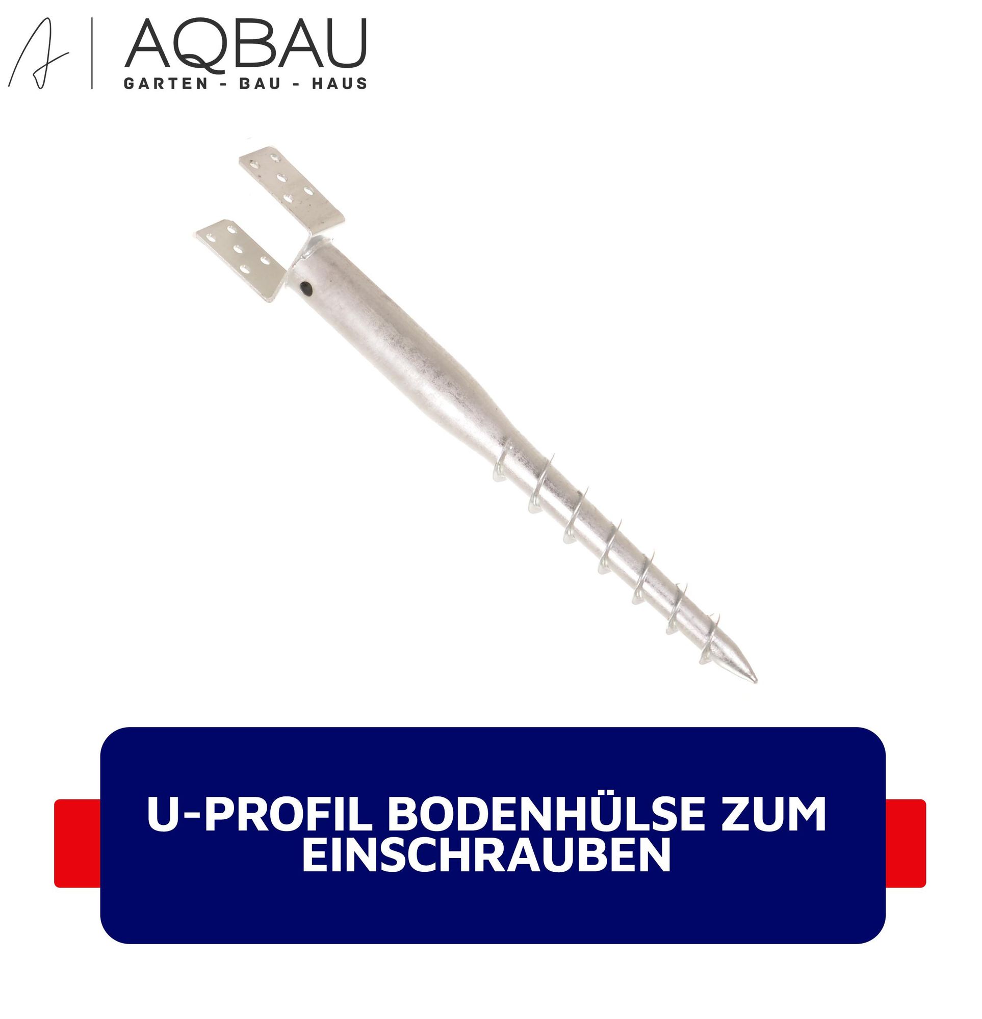 Aqbau® U pfostenträger 90 mm zum einschrauben, Einschraubbodenhülse, Einschraubhülse, Bodenhülsen zum eindrehen, Einschraub-bodenhülse, Bodenanker