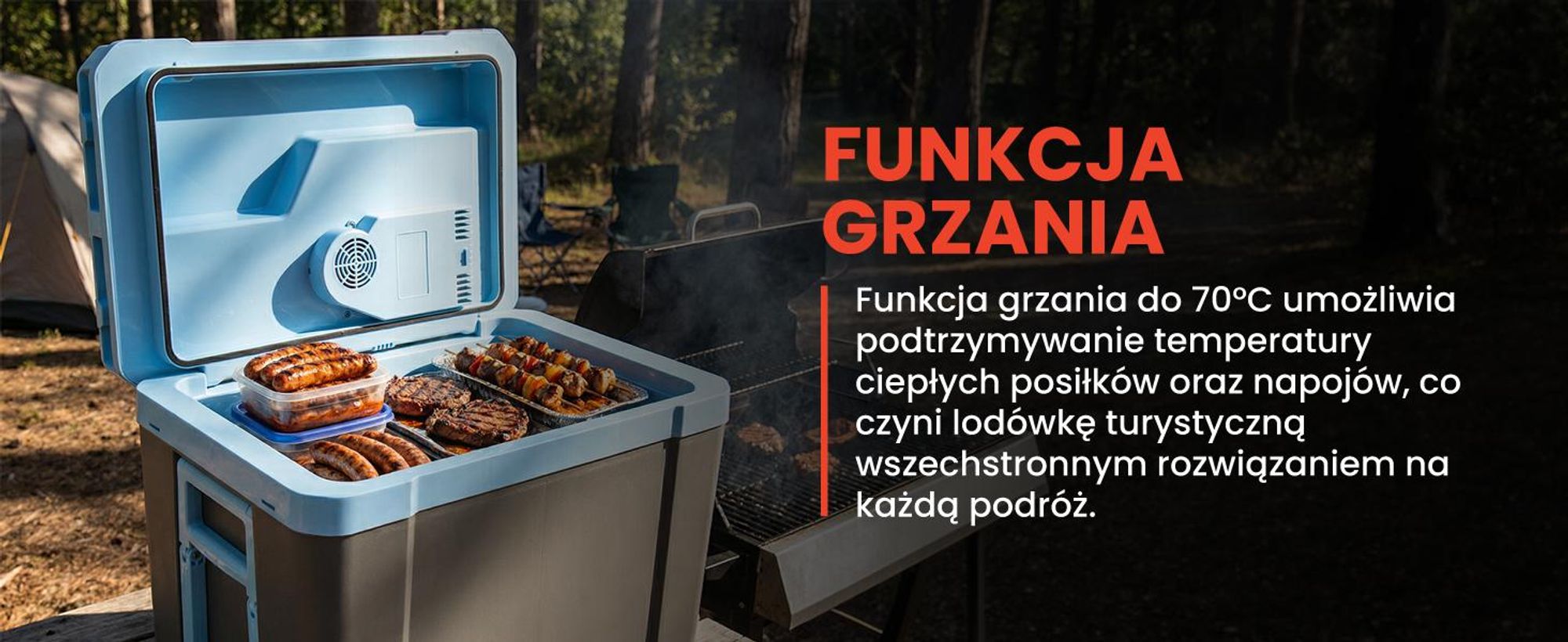 Przenośna lodówka turystyczna o pojemności 35 litrów z funkcją chłodzenia i grzania na kółkach
