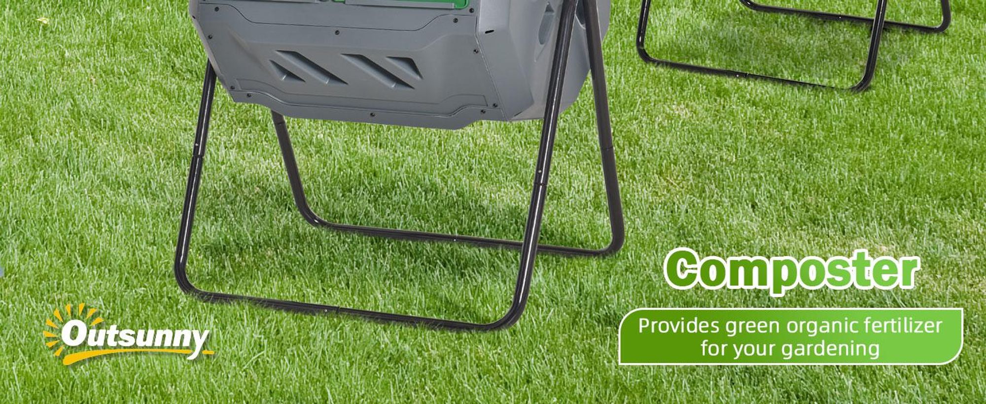 Kompostownik Outsunny 160L, 71 cm x 65 cm x 96 cm, obrotowy, szybki kompostownik z tworzywa sztucznego, termokompostownik z 2 komorami, na odpady organiczne i ogrodowe, szary