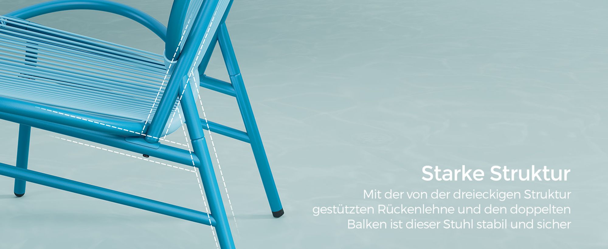 SONGMICS Balkonmöbel, 3er Set, Gartenmöbel-Set, mit Tisch, 2 Stühlen, seeblau