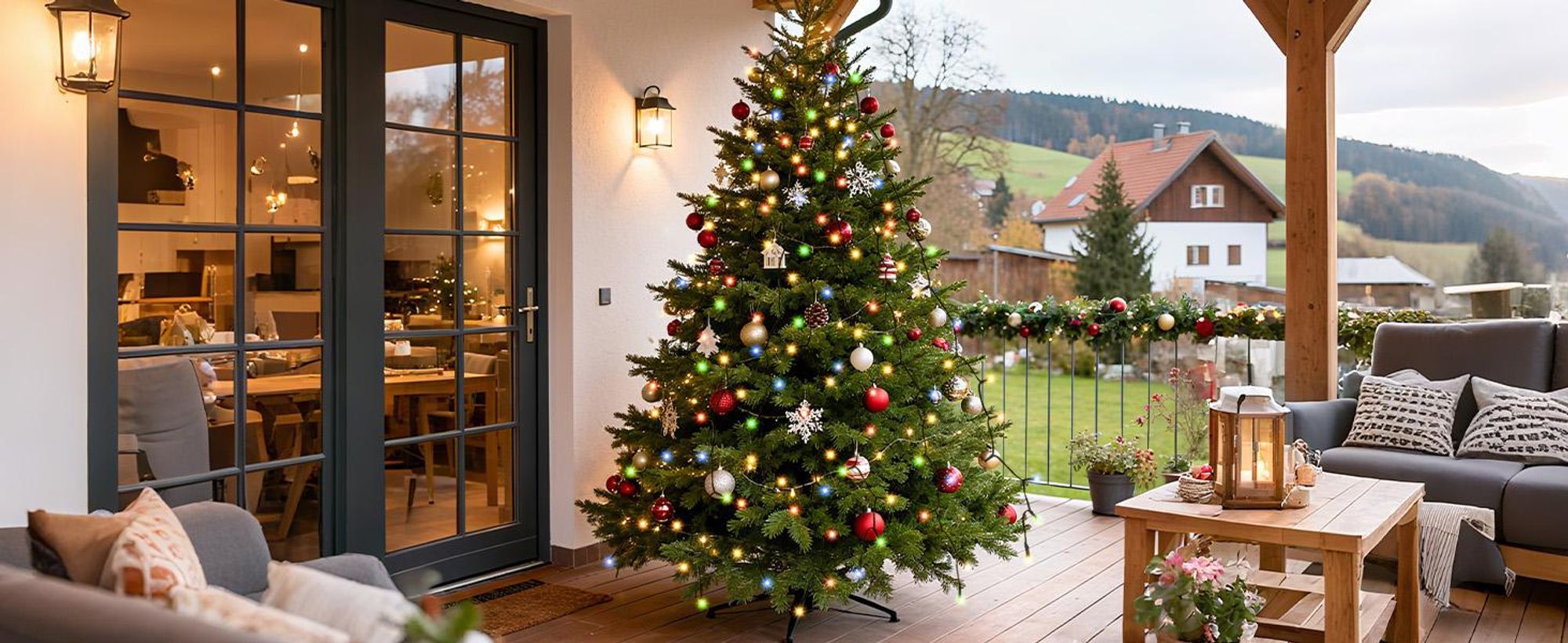 Weihnachtsbaum Lichterkette weihnachtsbaumbeleuchtung 2m 280 LED Warmweiß & Bunt 9 Modi mit 8 Girlanden für 150cm - 240cm Tannenbaum