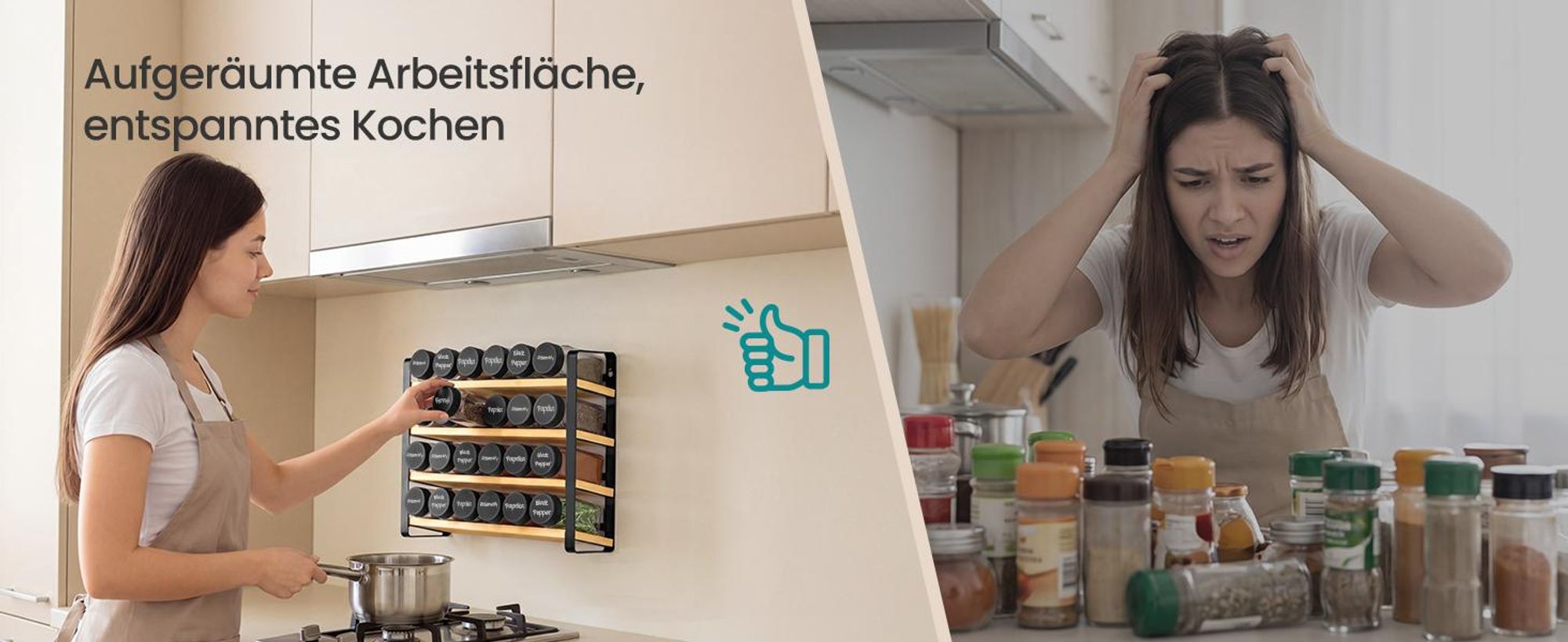 SONGMICS Gewürzregal mit 28 Gewürzgläsern, Gewürz-Organizer, Küchenregal, mit Etiketten und Zubehör, schwarz-naturfarben