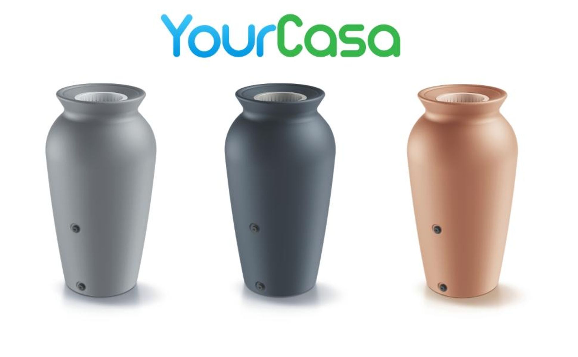 YourCasa Regentonne 120-230 Liter [DropCatcher] mit Filterkorb & Wasserhahn - Regenfass Frostsicher Kunststoff - Regenwassertonne (Grau, 120L)