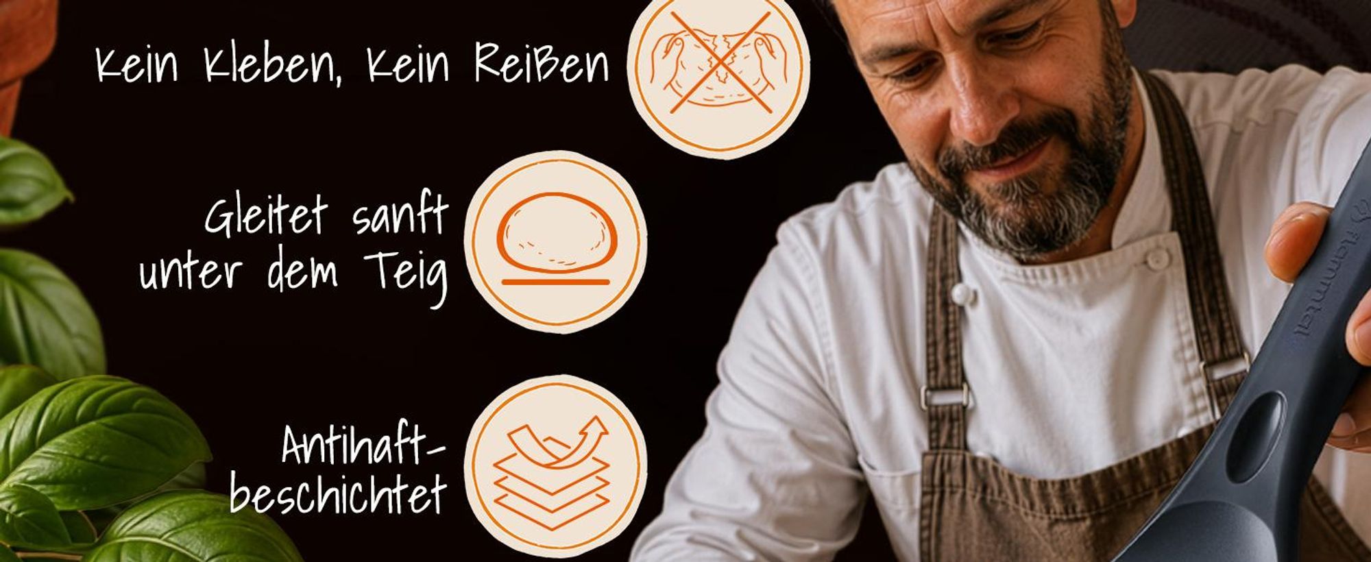Flexibler Teigspachtel Pizza mit Antihaftbeschichtung 10 cm – Spülmaschinengeeigneter Pizza Spachtel – Lebensmittelechter & Hygienischer Pizzaspachtel