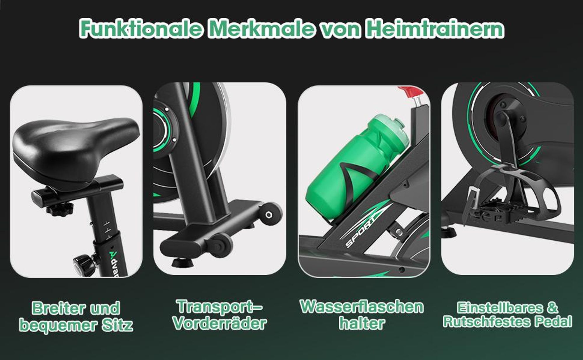 Heimtrainer Fahrrad mit App, Advamsoler Leises Hometrainer Fahrrad mit Magnetwiderstand, LCD Display & Tablet-Halter für Zuhause, Bis 160KG