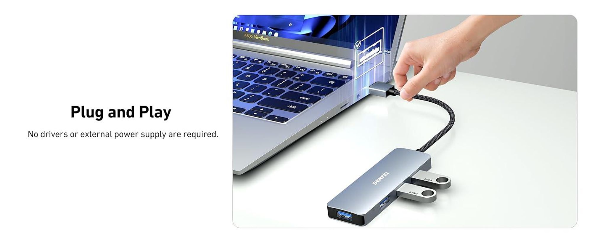 BENFEI Hubs USB 3.0 Hub 4 Port Ultra Slim Splitter