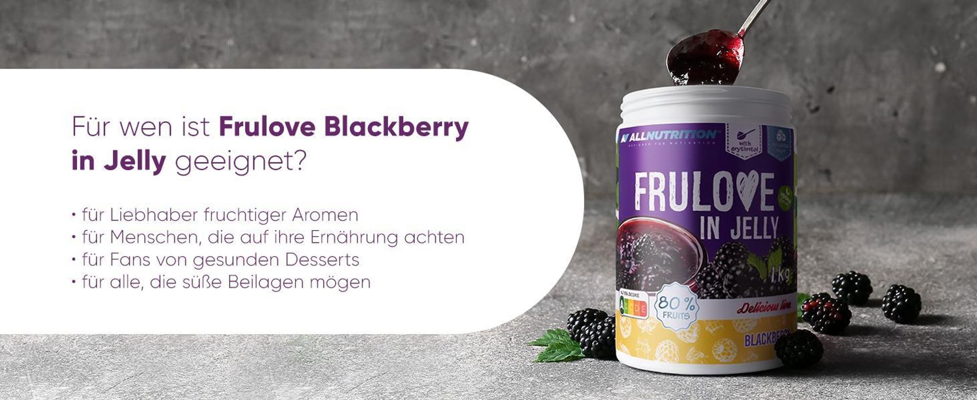 ALLNUTRITION FRULOVE In Jelly Blackberry 1000g Marmelade Früchte