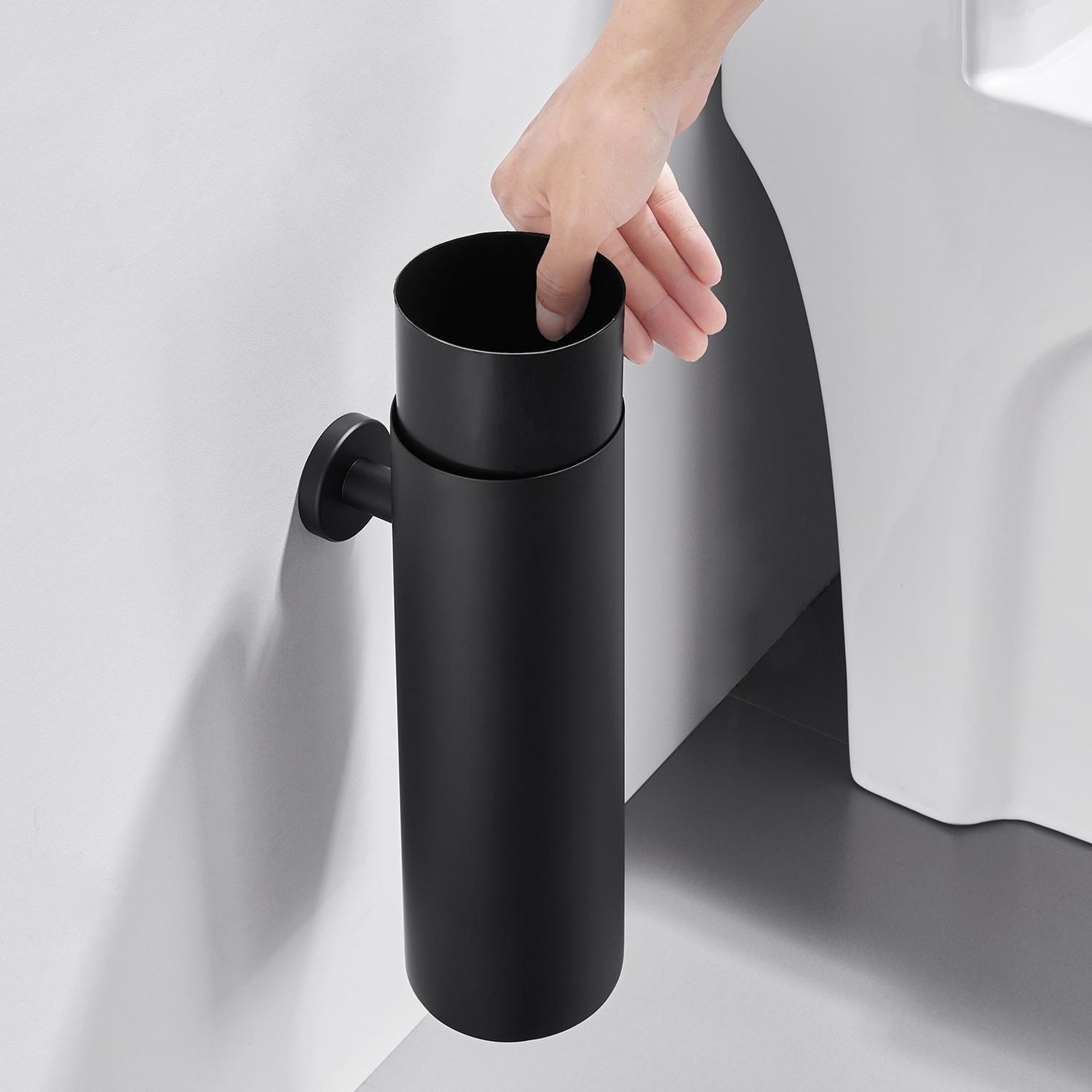 Auralum 2 pcs Edelstahl Toilettenbürste WC-Bürstenhalter Garnitur Wandhalter Bürste Klobürste mit Wandbefestigung, Schwarz