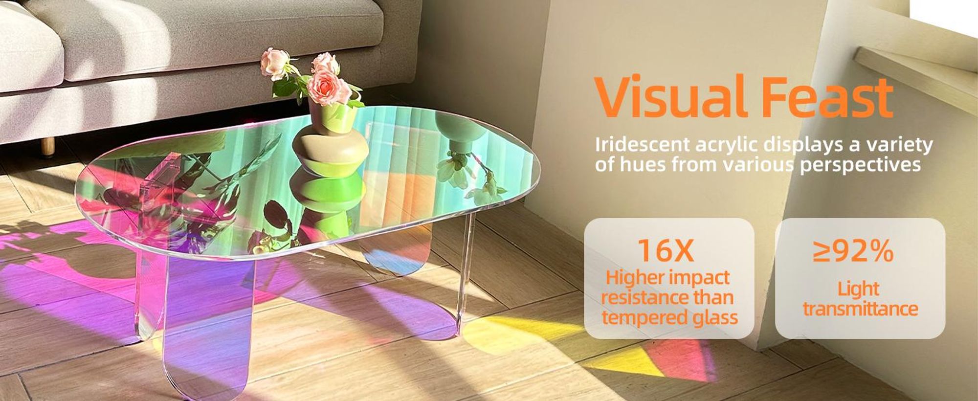 Vrygle Couchtisch Acryl Wohnzimmertisch Oval: 95x50x36cm Kaffeetisch Aesthetic Beistelltisch Modern Transparent Tisch für Wohnzimmer Zimmer Büro