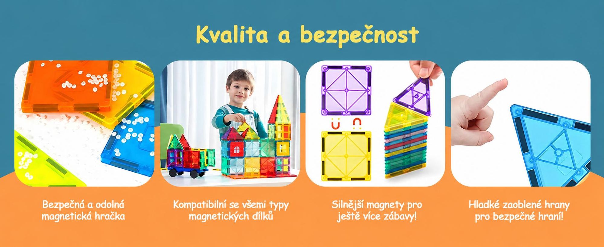 Olvy magnetické stavebnice 74 dílků - Montessori stavebnice od 3 let, magnetické kostky pro děti, kompatibilní s Magna Tiles & Connetix