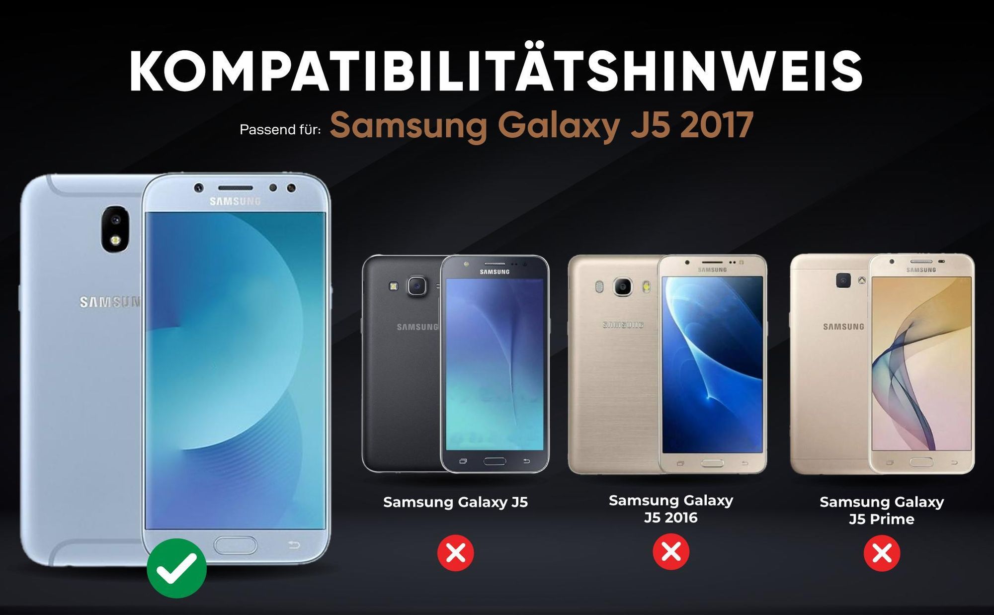 Kompatibilitätshinweise Hülle für Samsung Galaxy J5 2017