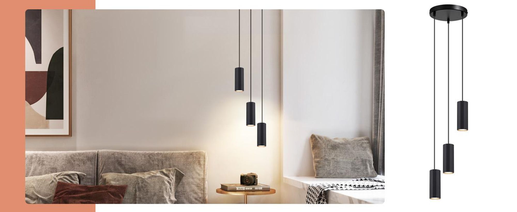 ZMH Pendelleuchte Schwarz Metall Rund 3 Flammig Hängelampe Pendellampe GU10 Modern Industrial Hängeleuchte für Wohnzimmer Esszimmer Küche Schlafzimmer