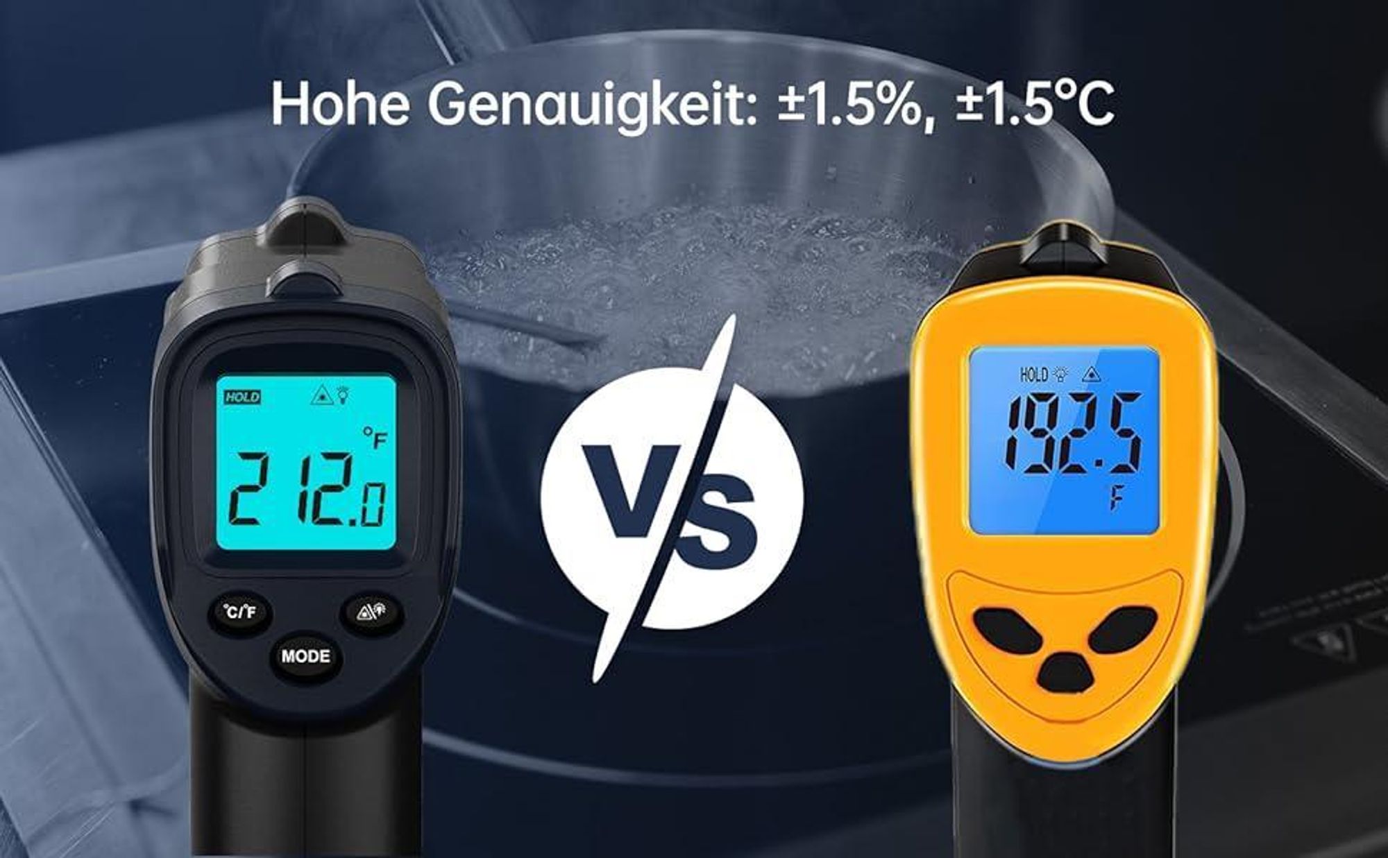 Infračervený teploměr ERICKHILL, -50°C až 600°C, LCD, pro vaření/průmysl