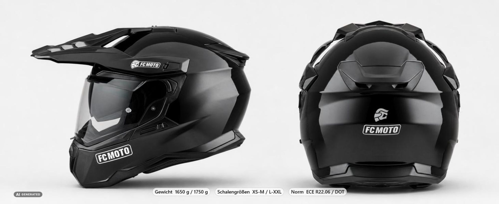 FC-Moto XP-22S Enduro Helm, schwarz, S (55/56)