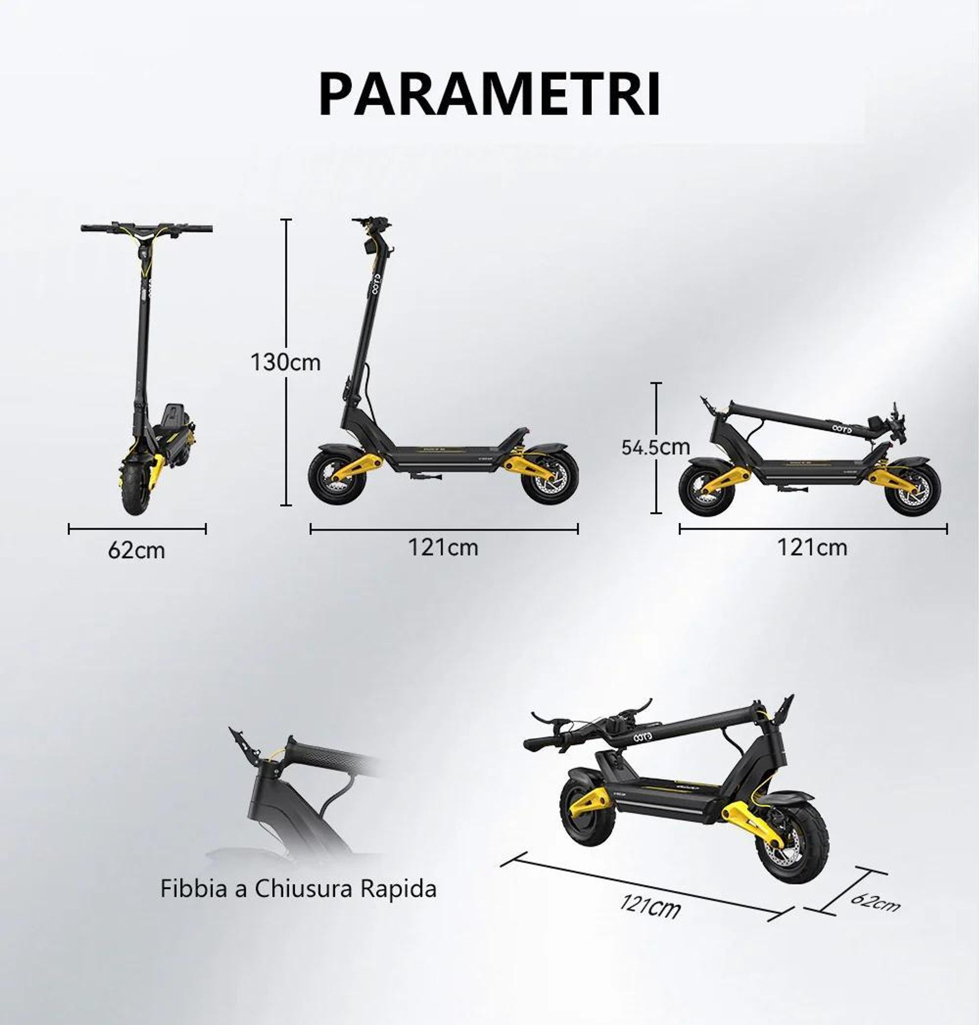 Monopattino elettrico OOTD S10 - Motore 1400W Batteria 48V20AH Pneumati 10" Freni A Disco - Nero