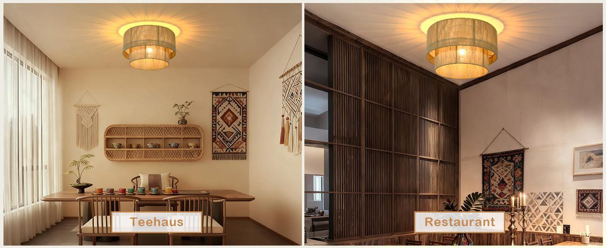 ZMH Stropní svítidlo Boho Stropní lampa Ložnice Ø40cm Vintage ložnicová lampa Kuchyňská lampa E27 objímka pro obývací pokoj, kuchyň, chodbu (bez žárovky)
