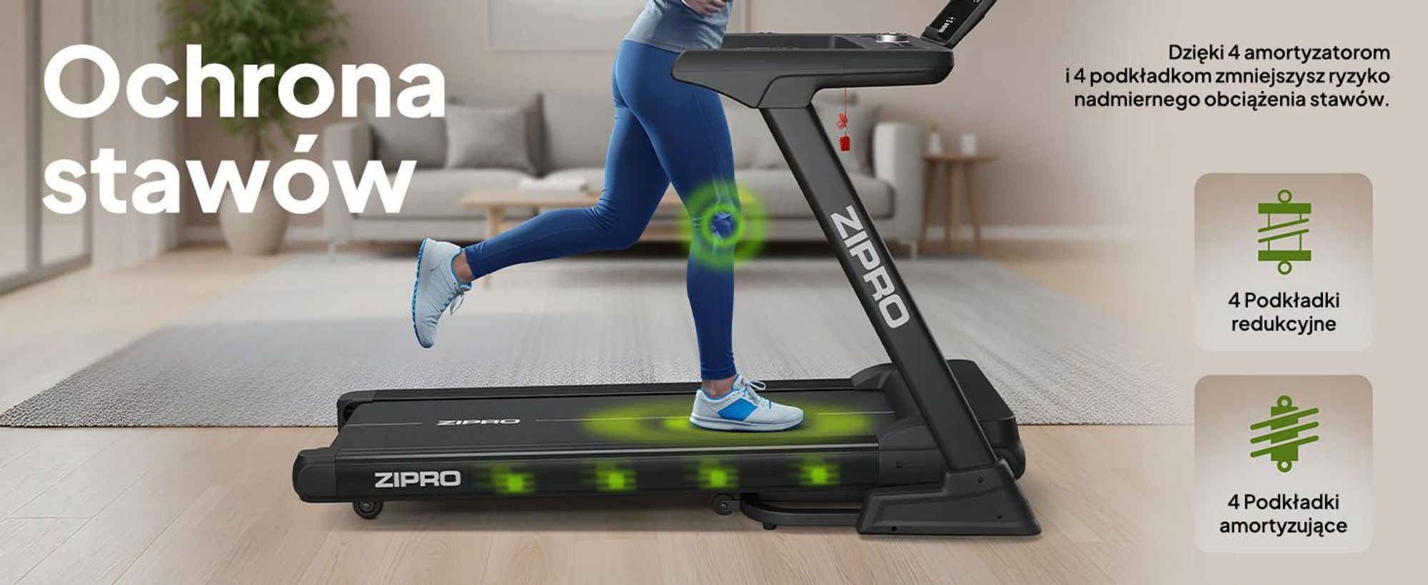 Bieżnia elektryczna ZIPRO Sigma | Treningowa bieżnia do domu | Pas Biegowy z Systemem Amortyzacji VibGuard Pro | Trening Bieganie | 20 km/h Składana