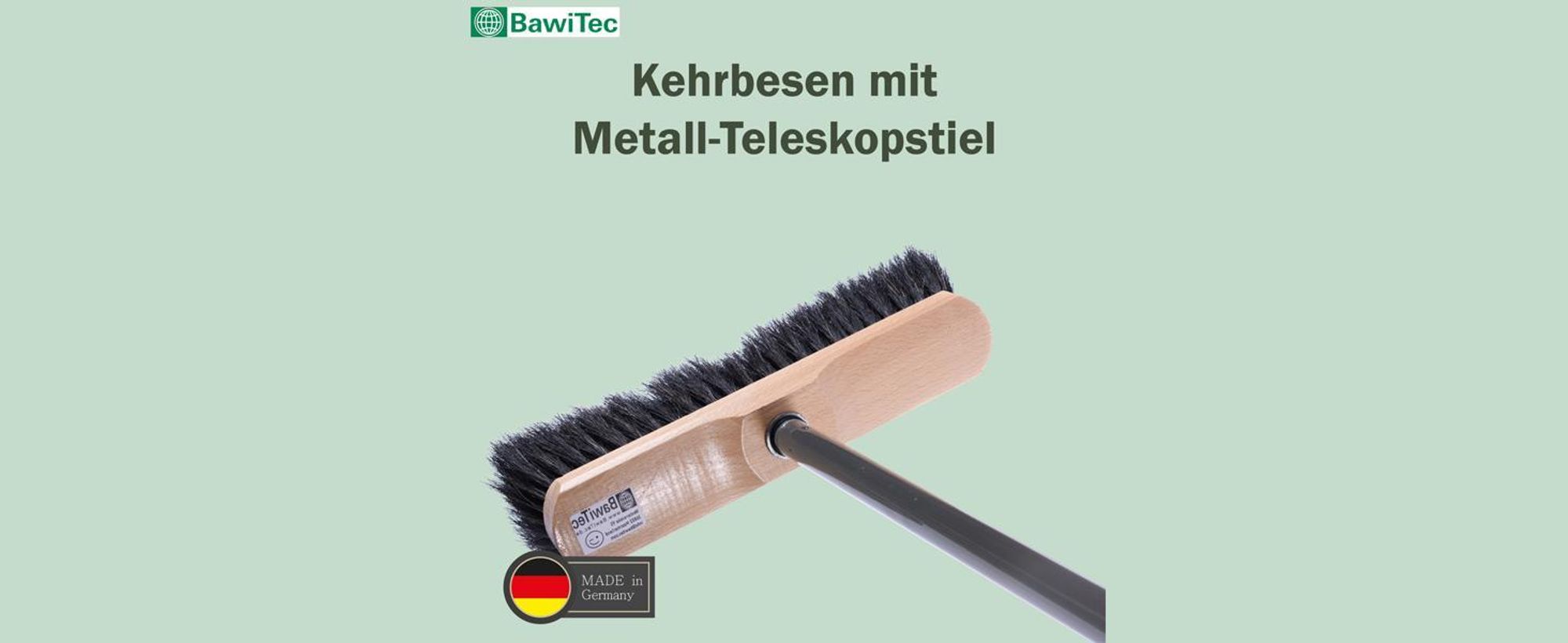 Qualitäts Roßhaarbesen 30cm Breit mit Teleskopstiel stufenlos ausziehbar auf 200cm Länge sehr weiche Rosshaar-Borsten Besen Zimmerbesen mit Stiel