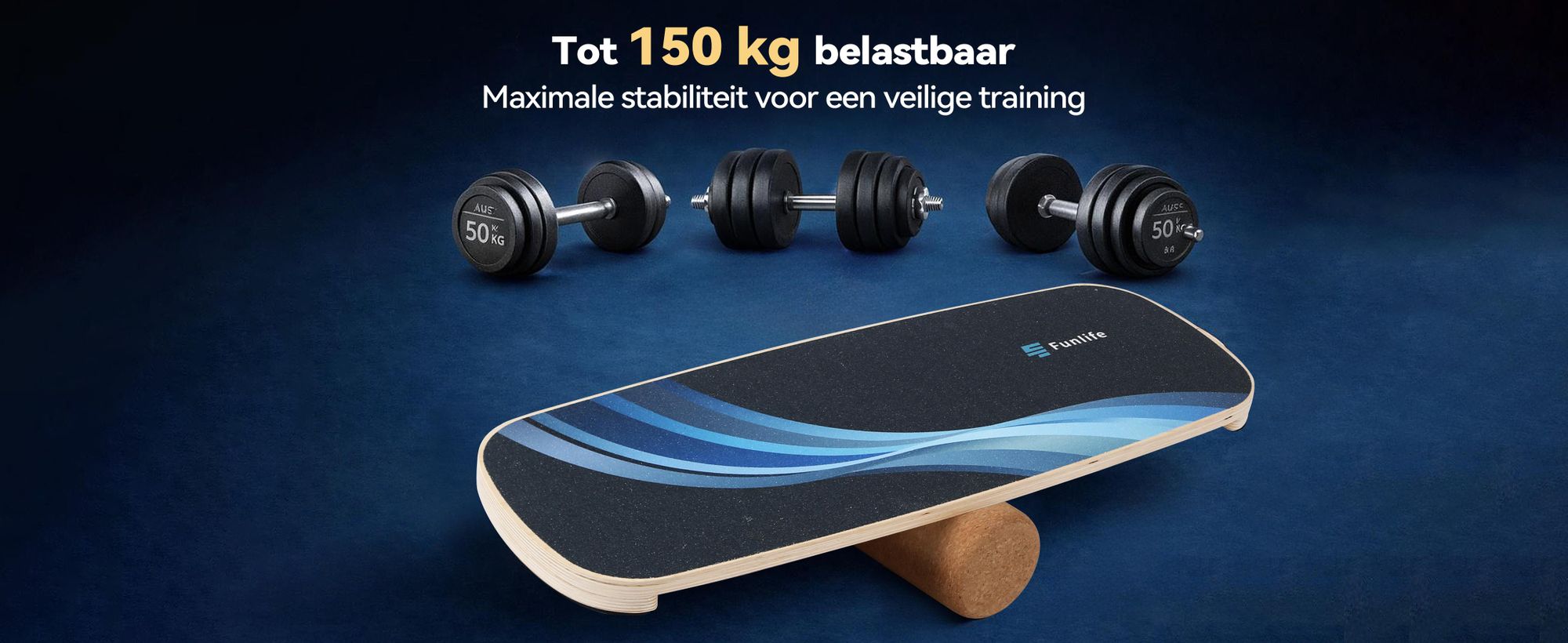 FunLife MOVE Balance Board met rol – Balance trainer met een 3-traps balanssysteem voor core-training, evenwicht, coördinatie en stabiliteit