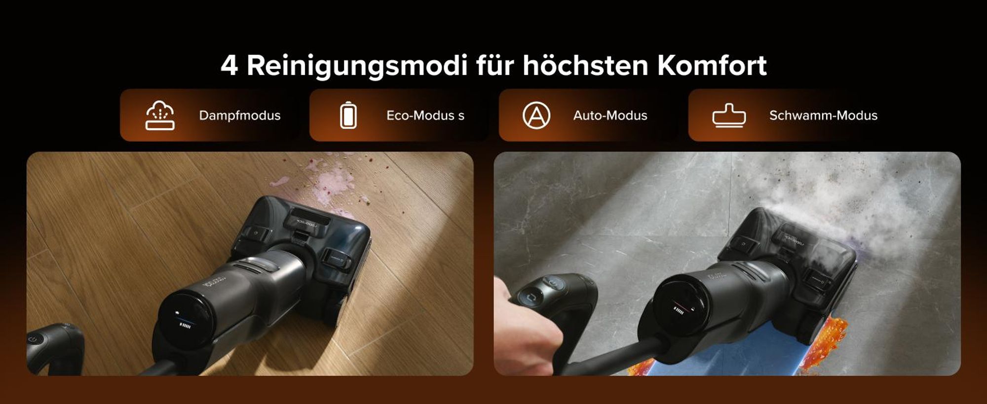 Roborock F25 Steam Nass Trockensauger mit Dampf, 180 °C Dampfmopp, 25.000Pa Saugkraft, Hochtemperatur-Selbstreinigung mit 95 °C, 180° Flaches Design