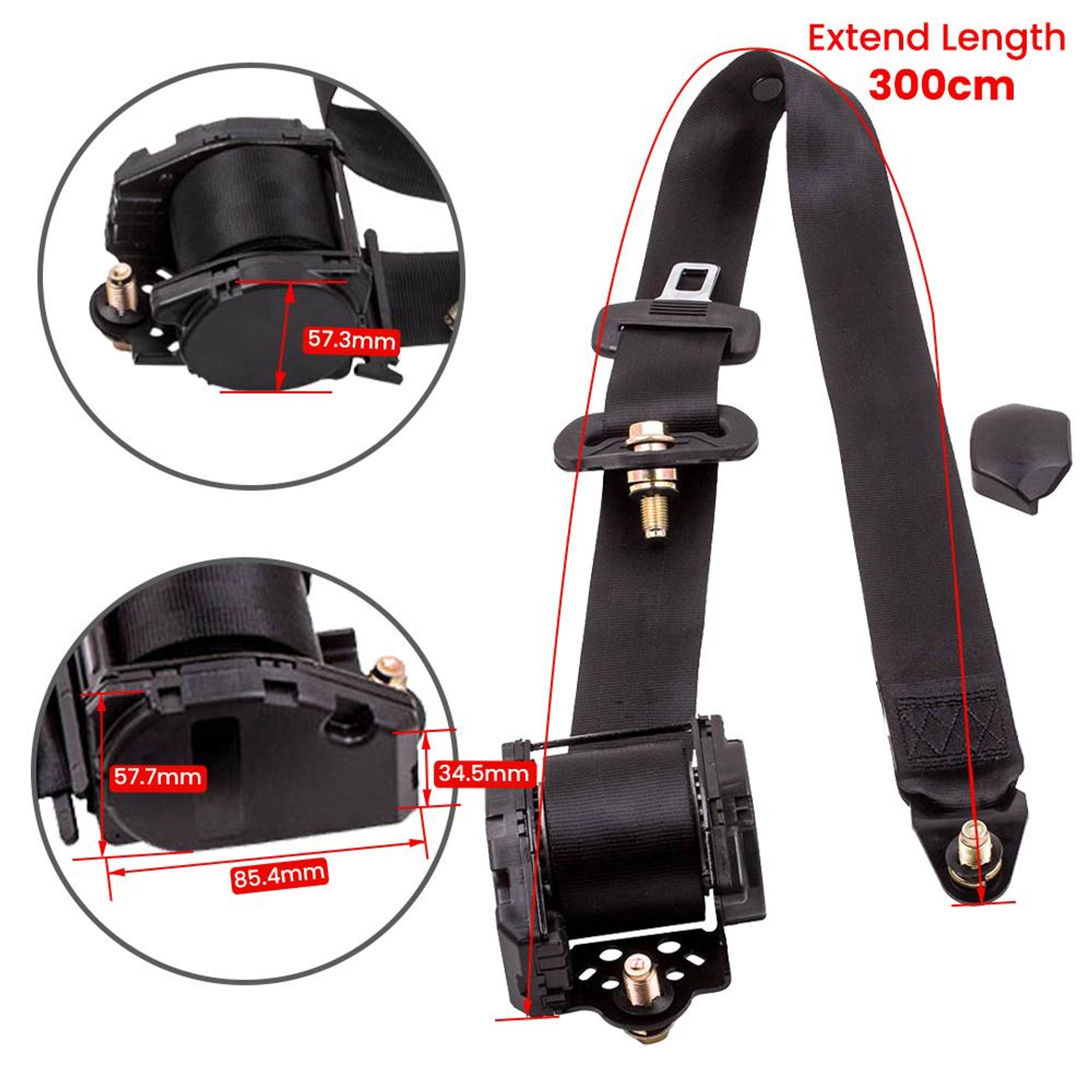 2x Ceinture de sšŠcuritšŠ automatique 3 points Ceinture de sšŠcuritšŠ universelle 300cm E-contr?le