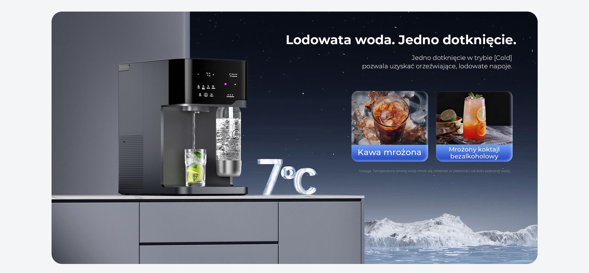 Filtr do wody RO Hydrofast C300 z funkcją gazowania, w zestawie filtr wymiany HF04 5-w-1, lampa UV, woda chłodna (7°C) i woda gorąca