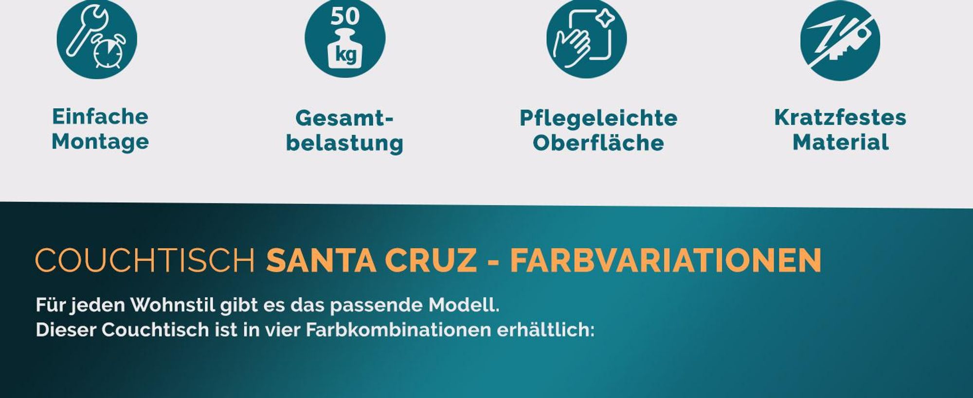 CASARIA Couchtisch mit Stauraum Holz-Grau