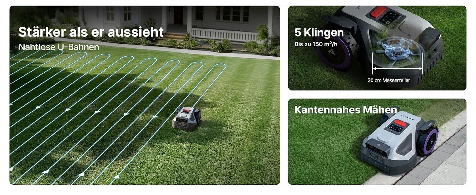 ANTHBOT M9 Mähroboter ohne Draht inkl. Premium-Garage, RTK-Navigation, KI-Kamera, bis 900 m², 45% Steigung, 3 Monate NRTK-Service gratis