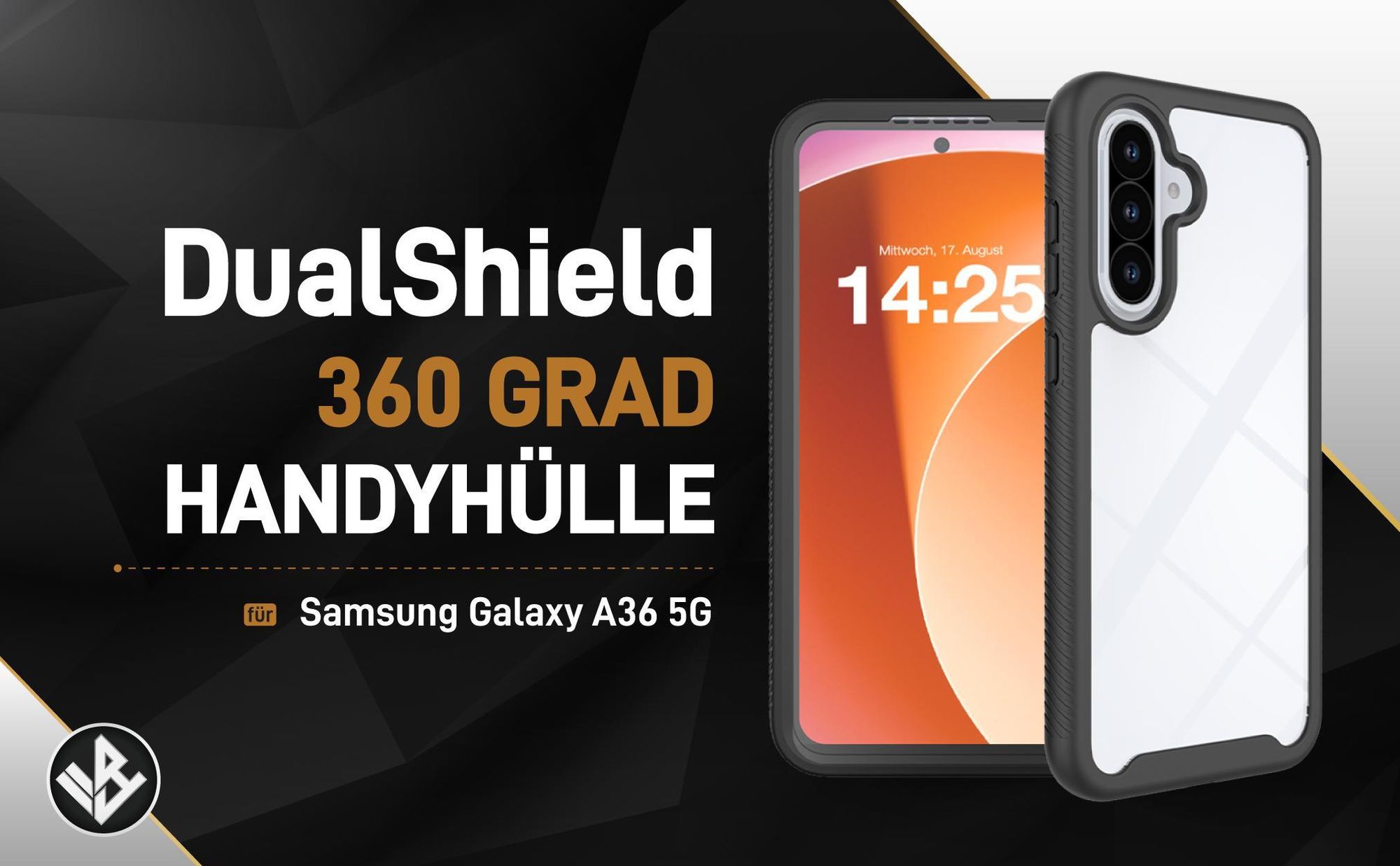 Schwarze 360 Grad Hülle für Sasmsung Galaxy A36 5G mit Kameraschutz