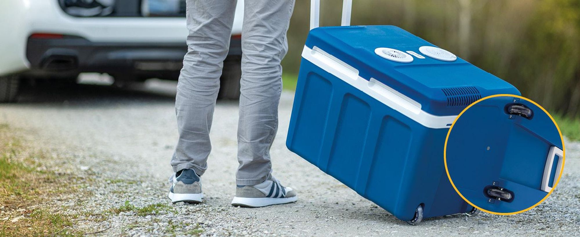 TZS First Austria - Kühlbox 45L elektrisch 12V 230V Anschluss für Auto & Steckdose - Thermoelektrisch - Blau