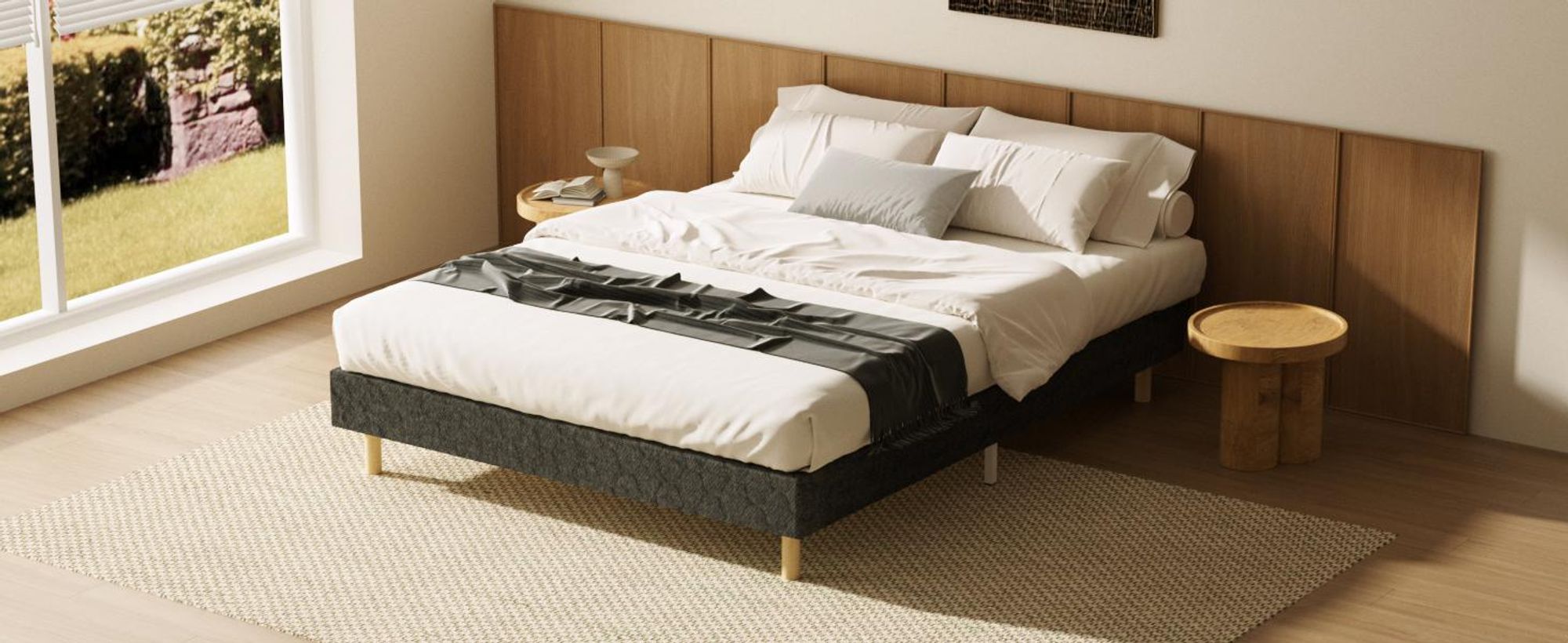 DEWINNER Bed base 160 x 200 cm | 2 x 14 slats with 9 feet | Bed frame height 29 cm | Bed 160 x 200 cm with bed base | Double Bed for Bedroom, Home