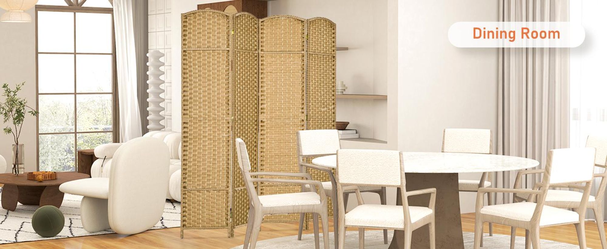 HOMCOM Parawan 4-częściowy 160 x 170 cm, przegroda z naturalnego drewna sosnowego
