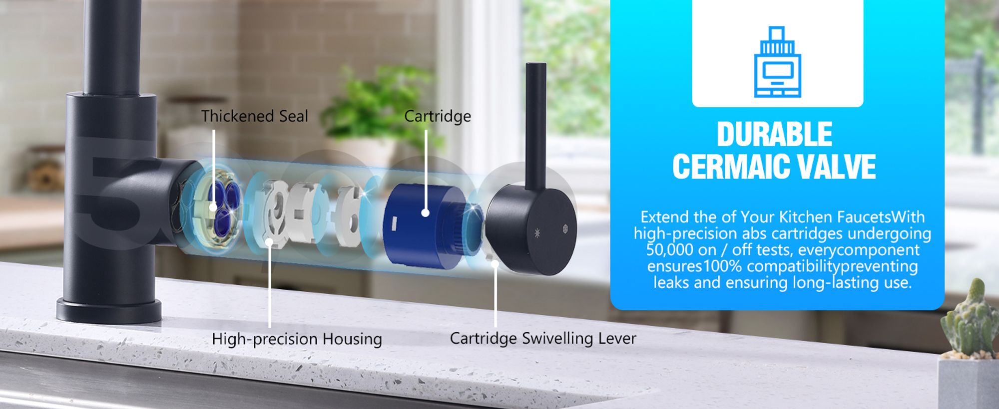 HOMELIVE Küchenarmatur Schwarz – 360° Schwenkbarer Wasserhahn Küche, Ausziehbare Spültischarmatur mit Brause, 3 Strahlarten für Flexibles Arbeiten