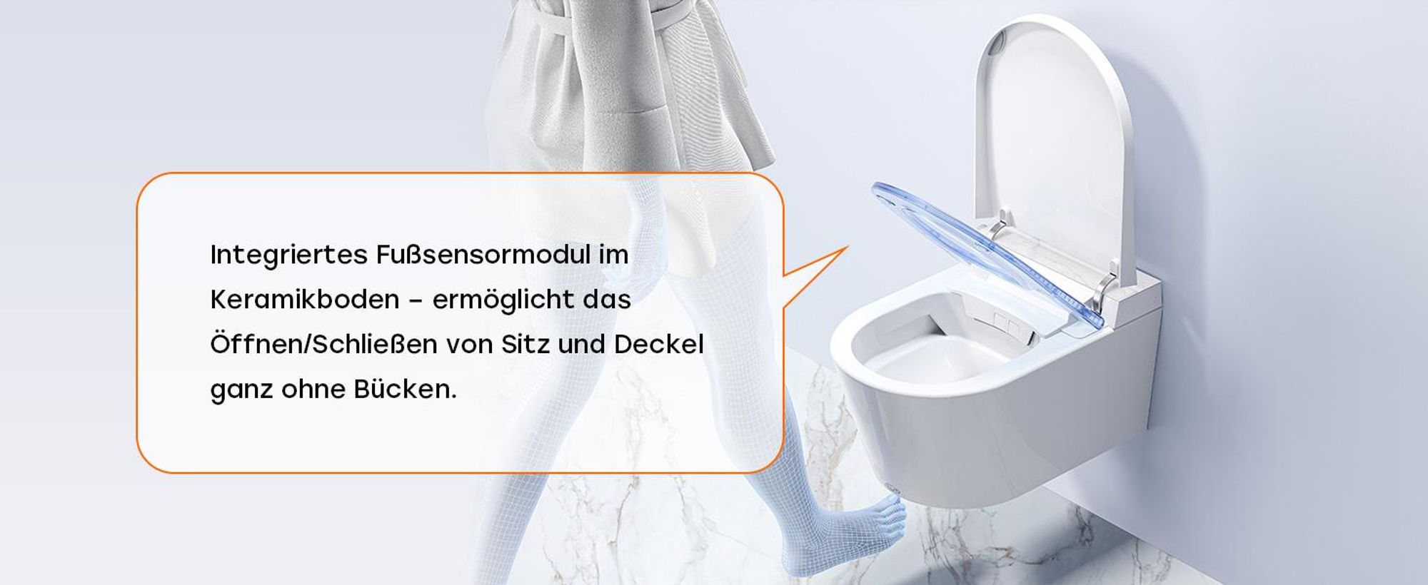 HOROW S70 Dusch WC Spülrandlos beheiztes Sitz elektrisch Toilette Mikrowellensensor&Fußsensor Smart Toilette mit Entkalkungsfunktion Pro-Version