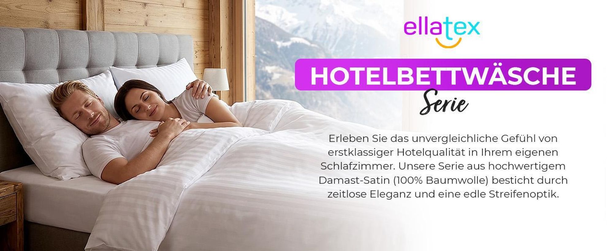 EllaTex Kissenbezug 80x80 cm 100% Baumwolle Damast Streifen Hotelverschluss