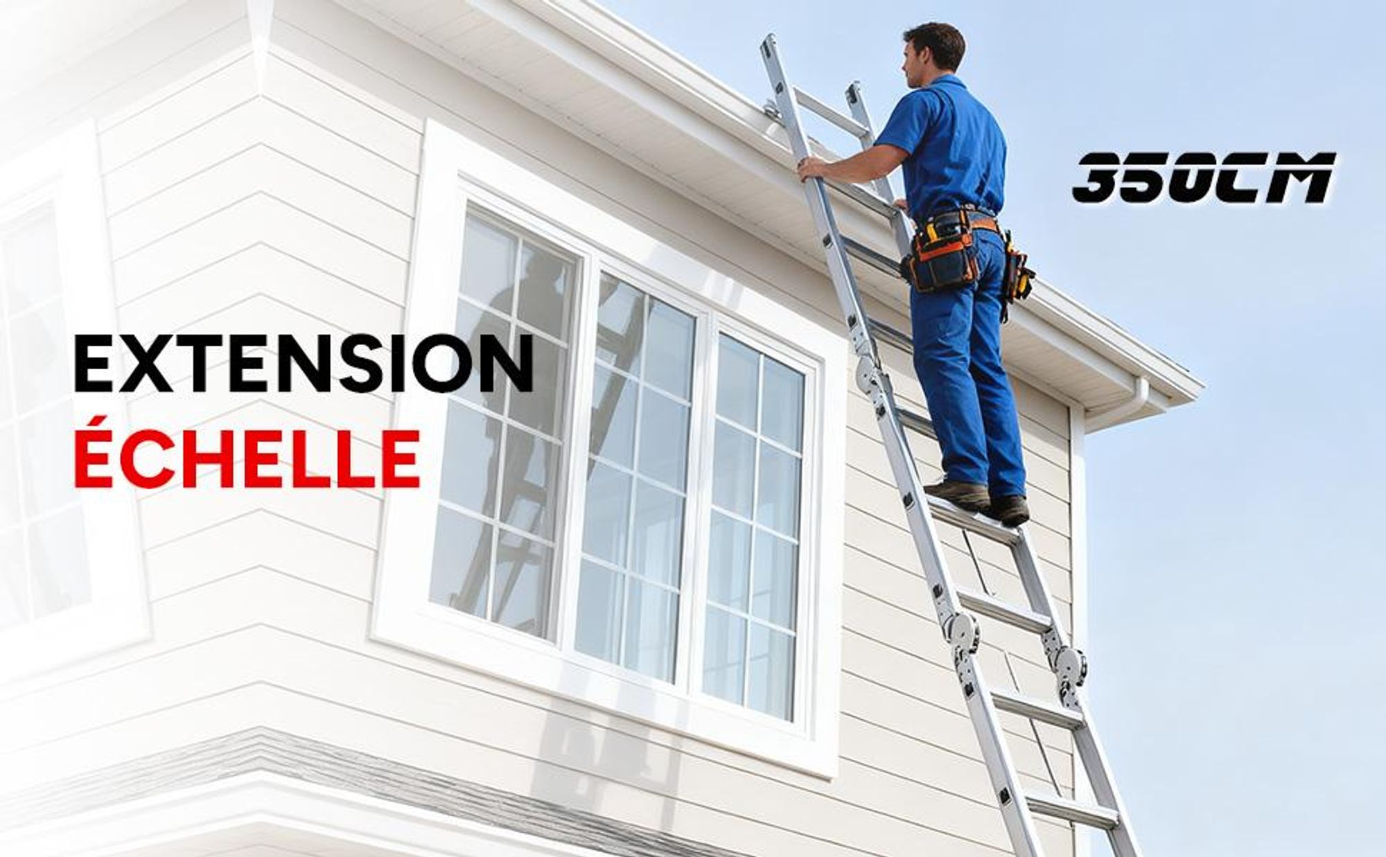 OUTIGO Echelle multifonctionnelle Echelle pliante Echelle télescopique Echelle à cadre A 4x3 350cm Echelle d'appui Escabeau Echelle de ménage en aluminium