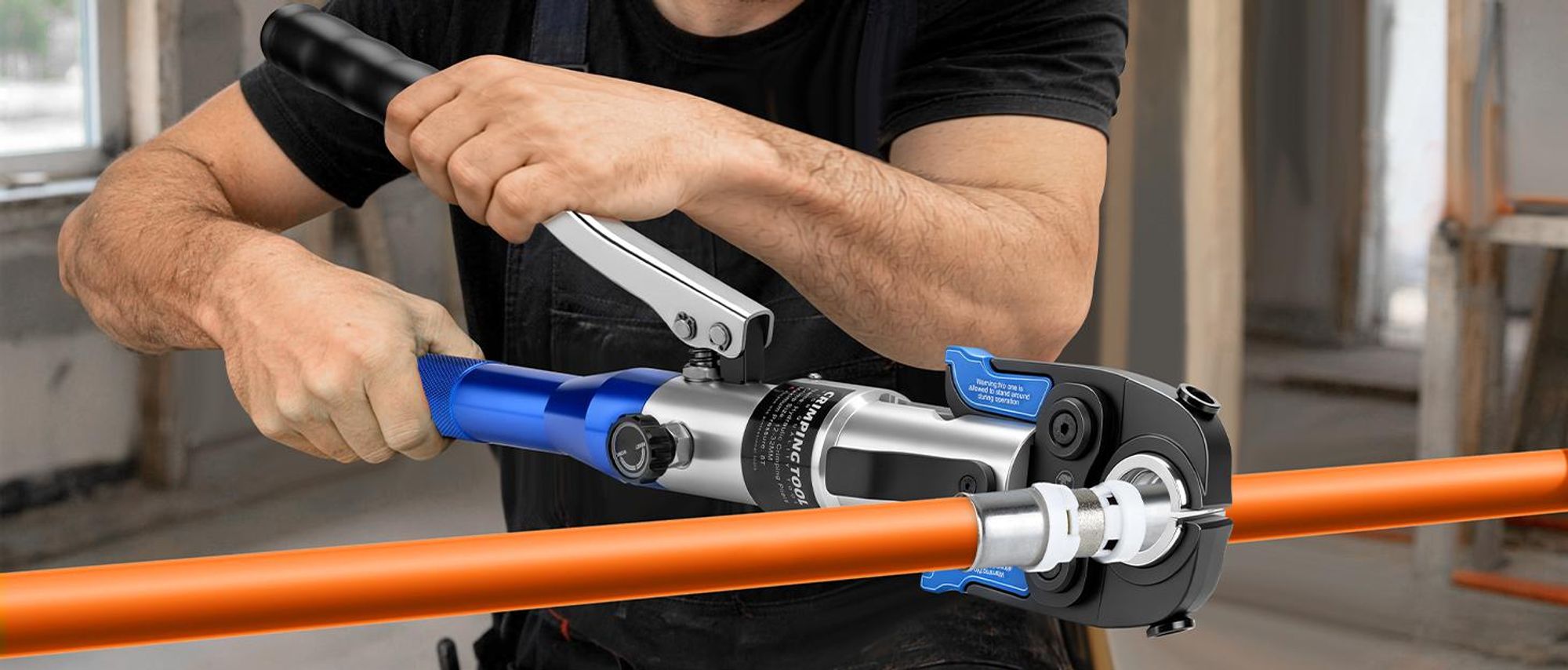 180° Drehbarem Kopf Rohrpresszange Hydraulisch Presszange mit Chromschicht TH + V Kontur Backeneinsätze & Rohrschneider für Kupferrohre Verbundrohr