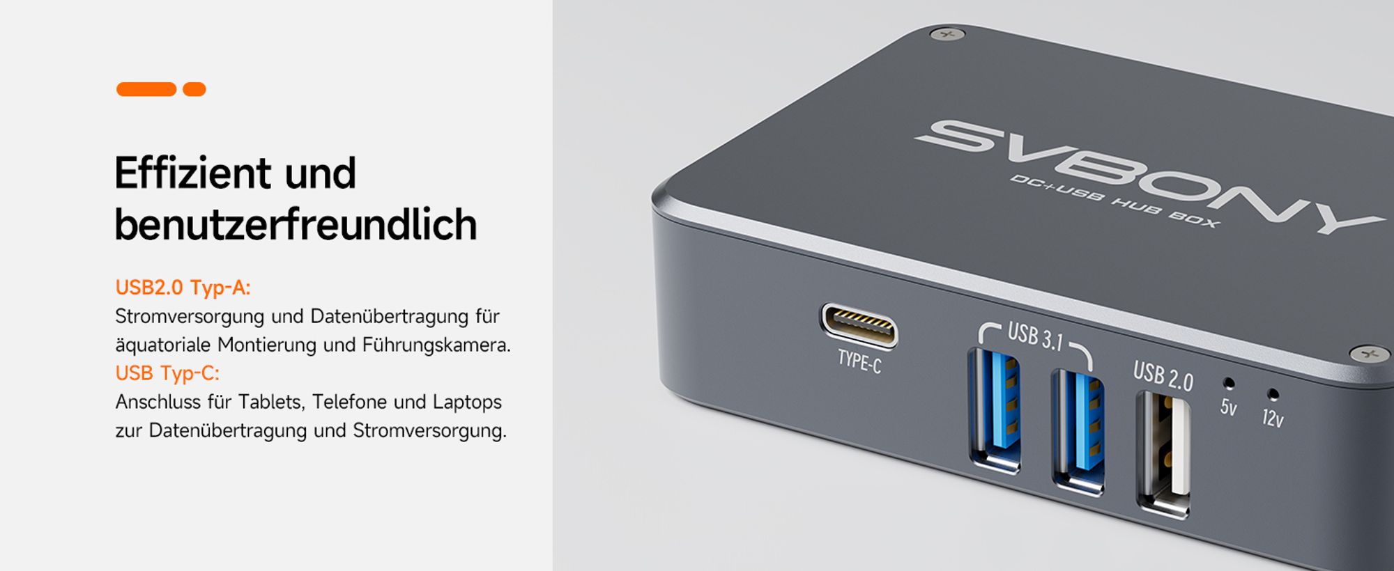 Svbony SV241 Teleskop DC Power Adapter, Astronomie Teleskop Zubehör, 6 DC Power Output Astronomie Pocket Adapter, USB Hub Box für Deep Sky Fotografie