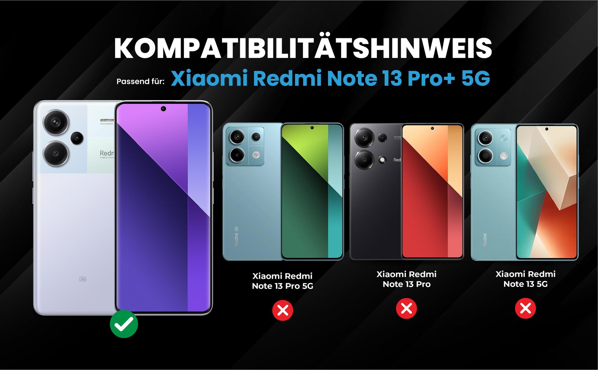 Kompatibilitätshinweise Hülle für Xiaomi Redmi Note 13 Pro+ 5G