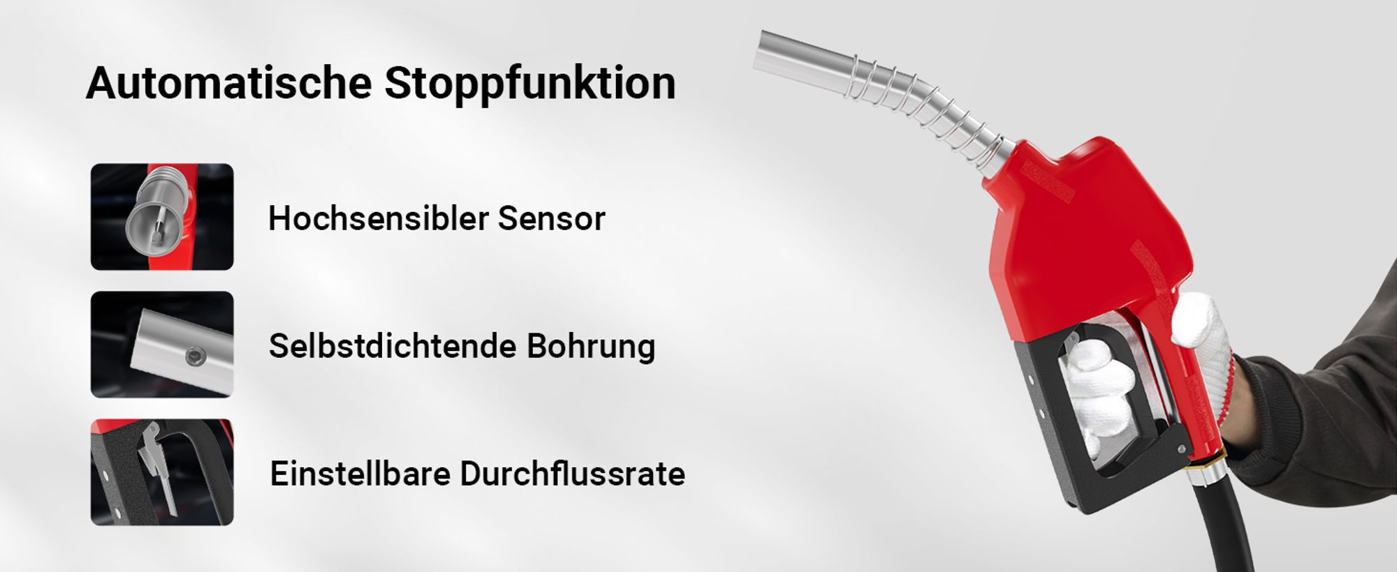 Wiltec Heizöl- und Dieselpumpe 230V/550W 20-60l/min selbstansaugend Pumpe mit automatischer Pistole, Kraftstoffpumpe, Absaugpumpe