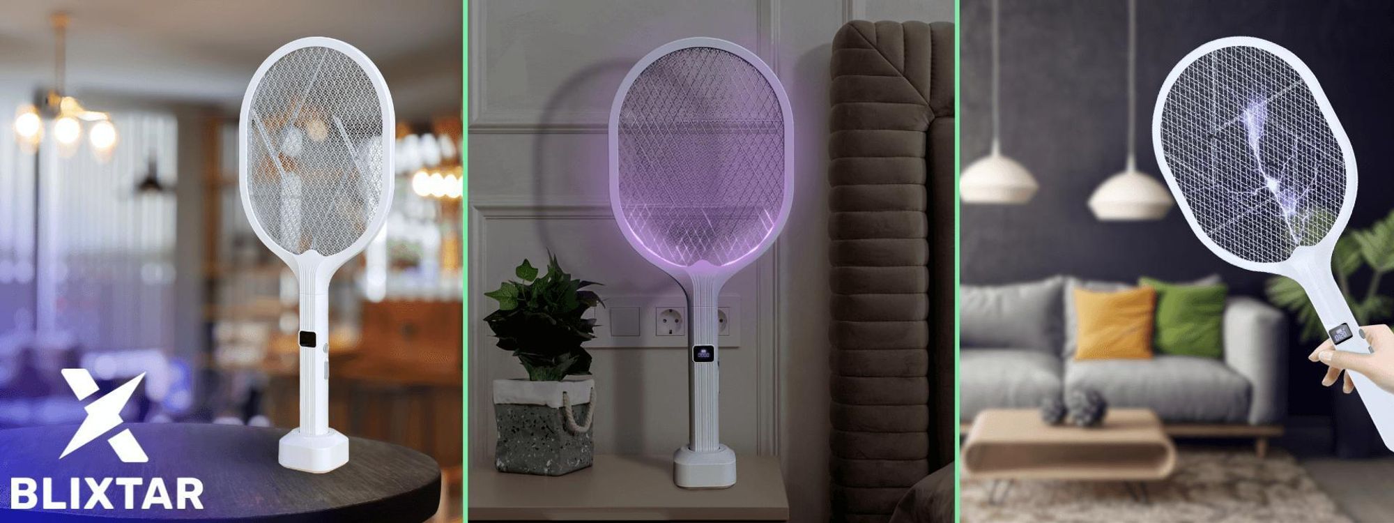 Elektrische 2in1 Insektizide Moskito Fliegenfalle LED Licht Fliegenklatsche Mücken Insektenvernichter BLIXTAR