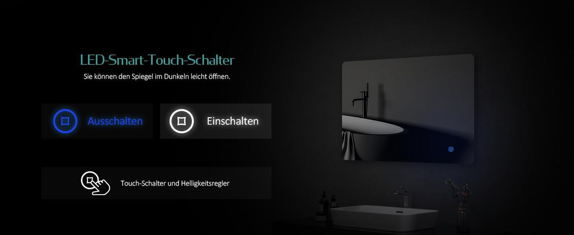 EMKE LED Badspiegel 80x60cm Badspiegel mit Beleuchtung Kaltweiß Lichtspiegel Badezimmerspiegel Wandspiegel mit Touchschalter + Beschlagfrei