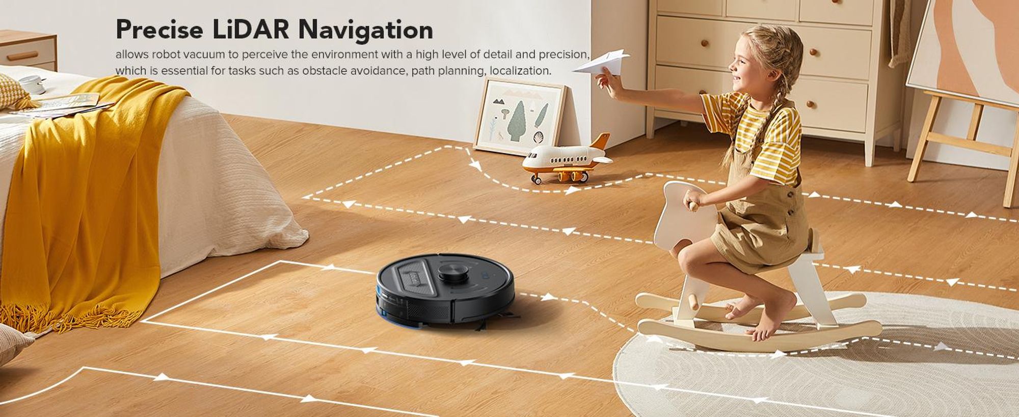 Lubluelu L20 Staubsauger Roboter, 5500Pa Saugkraft,3-in-1 Saugen & Wischen,LiDAR Navigation, 120 Min. Laufzeit,App-Steuerung, Tierhaare & Teppiche