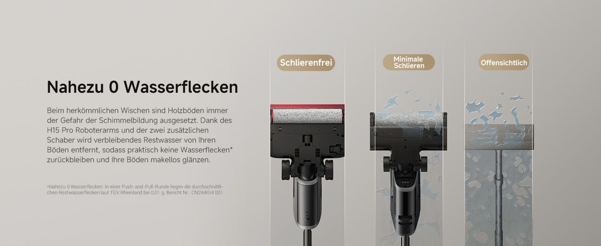 DREAME H15 Pro Nass- und Trockensauger, GapFree AI DescendReach Roboterarm, dreifache Kantenabdeckung, 21kPa Saugleistung, 0 Tangle, 180° Lie-Flat