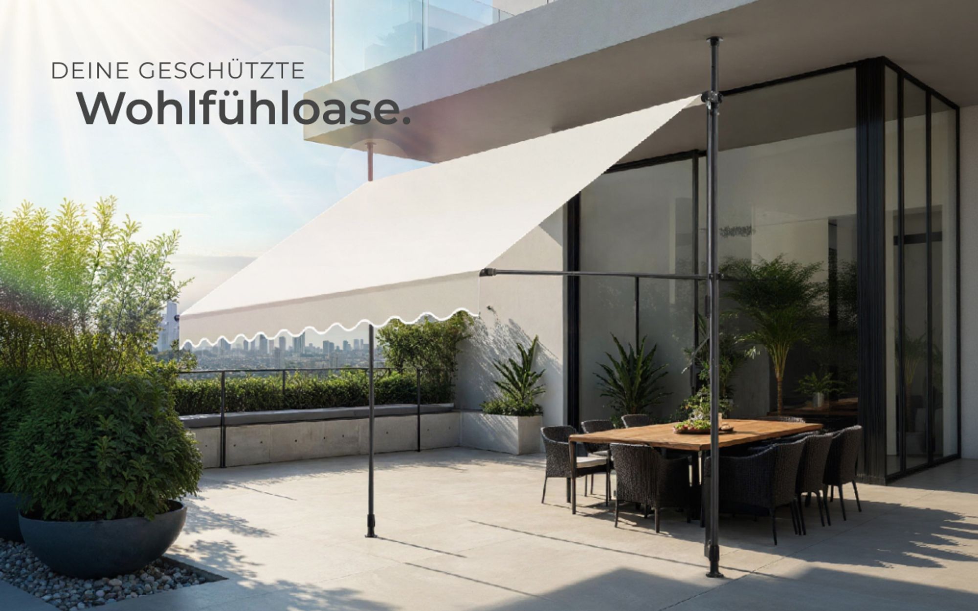 tectake® Klemmmarkise mit Handkurbel einfache Montage
