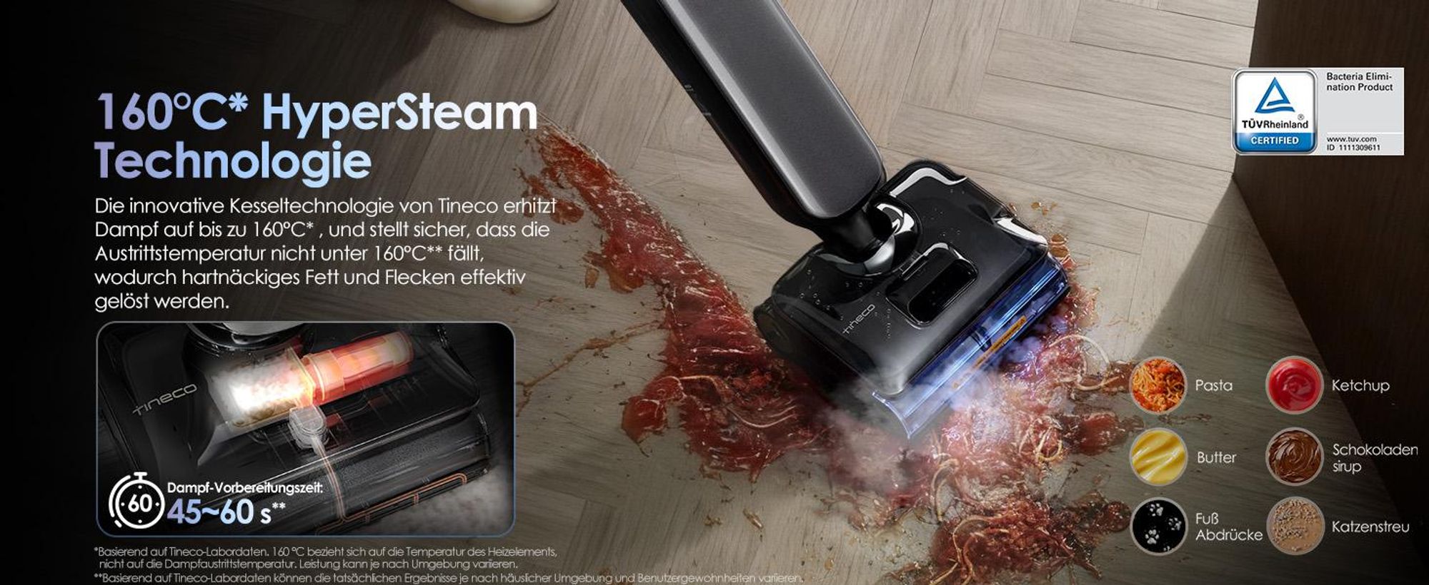 Tineco Floor One S9 Artist Steam Pro, Standstaubsauger, Beutellos, Schwarz, Silber, 0,88 l, 0,75 l, Rechteckig