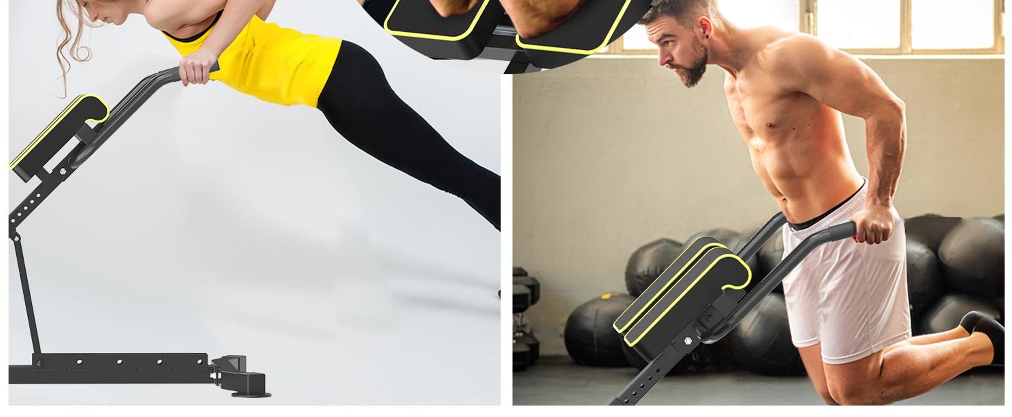 DH FitLife 5-en-1 Banc de musculation réglable, Rameur, Banc de Hyperextension, Abdominaux et Dips | Compact et Pliable, Charge max. 150kg
