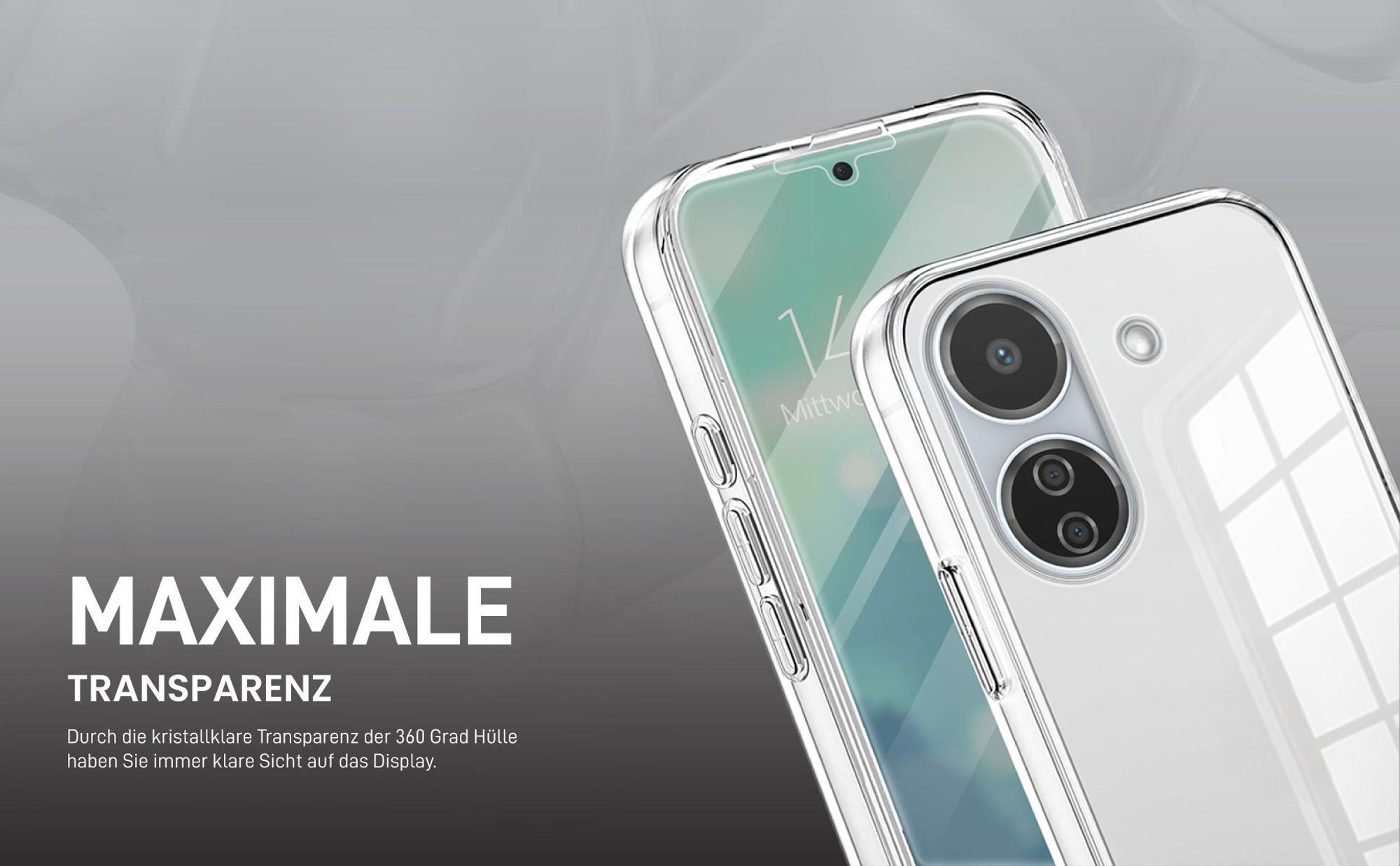 Transparentes 360 Grad Cover Front Back für Xiaomi Redmi 13C