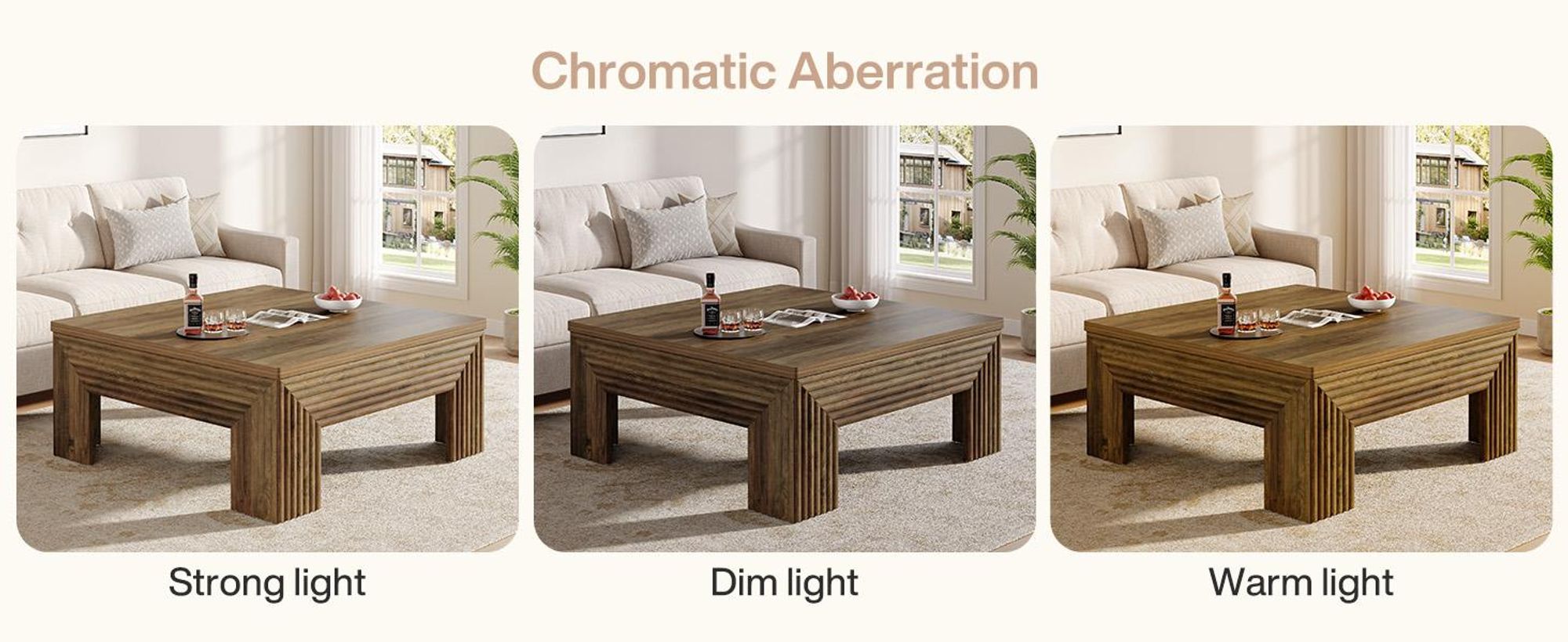Couchtisch, 100cm quadratischer Wohnzimmertisch, Sofatisch,Landhaus-beistelltisch